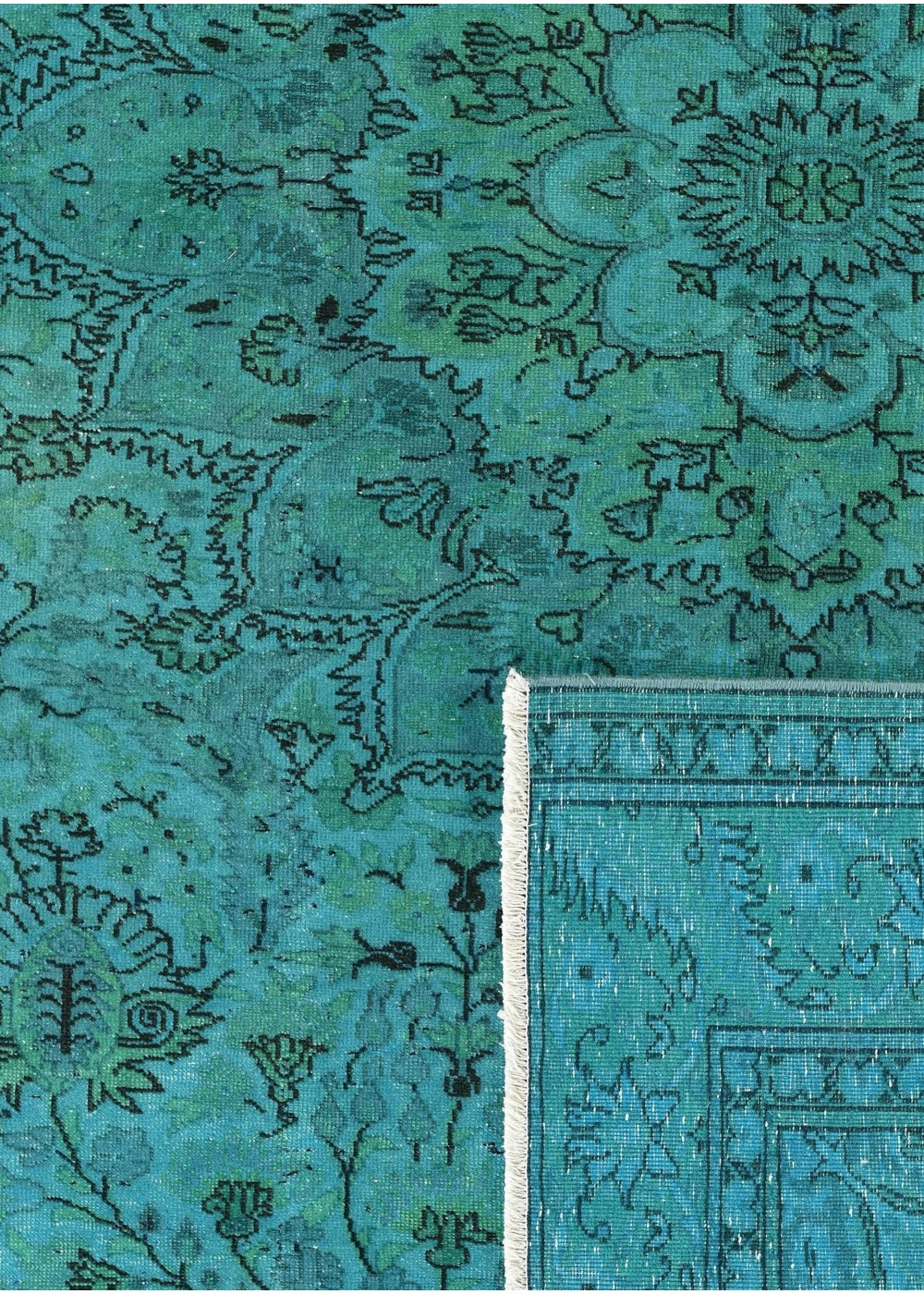 Verdigris Pattern Vintage El Dokuma Yün Halı 282x196 cm AND991068282X196553