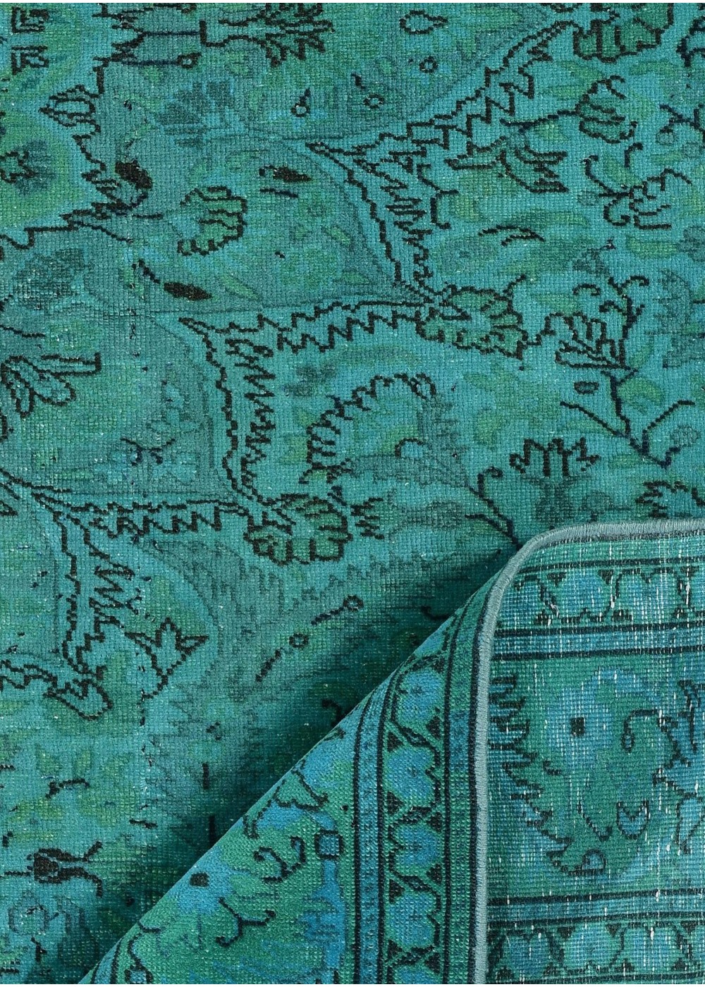 Verdigris Pattern Vintage El Dokuma Yün Halı 282x196 cm AND991068282X196553
