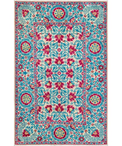 Fergana Hand-Woven Wool And Silk Rug 236x153 cm AND236165236X153361 Fergana Hand-Woven Wool And Silk Rug 236x153 cm
